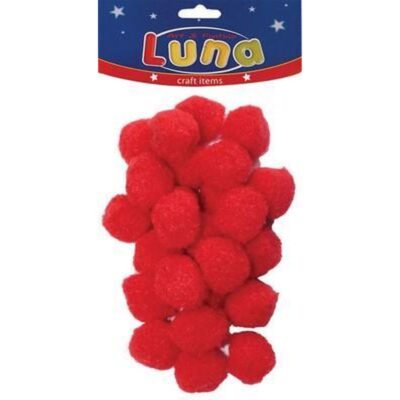 ΠΟΜ-ΠΟΜ 25mm (25 τμχ) LUNA ΚΟΚΚΙΝΟ (646678)