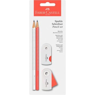 ΣΕΤ FABER-CASTELL SPARKLE (218486) ΚΟΡΑΛ/ΛΕΥΚΟ 2 ΜΟΛΥΒΙΑ-ΓΟΜΑ-ΞΥΣΤΡΑ