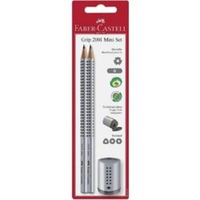 ΣΕΤ FABER-CASTELL GRIP ΜΙΝΙ (183797) ΓΚΡΙ 2 ΜΟΛΥΒΙΑ & ΞΥΣΤΡΑ