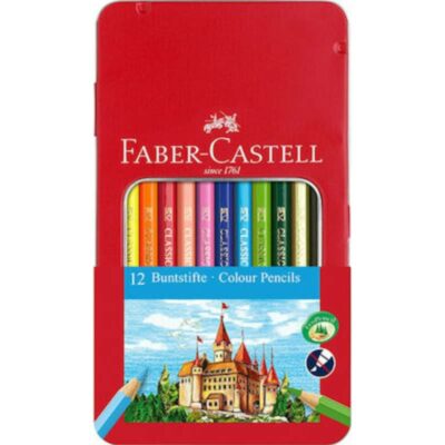 ΞΥΛΟΜΠΟΓΙΕΣ FABER-CASTELL ΚΑΣΤΡΟ (12 τμχ) ΜΕΤΑΛΛΙΚΗ ΚΑΣΕΤΙΝΑ (115801)