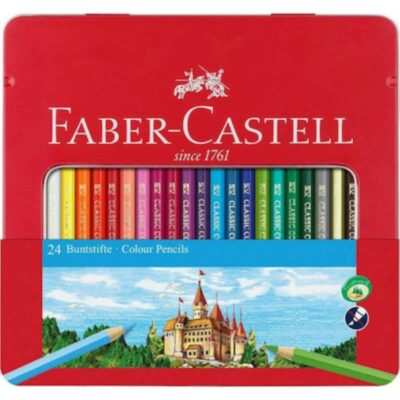 ΞΥΛΟΜΠΟΓΙΕΣ FABER-CASTELL ΚΑΣΤΡΟ (24 τμχ) ΜΕΤΑΛΛΙΚΗ ΚΑΣΕΤΙΝΑ (115824)