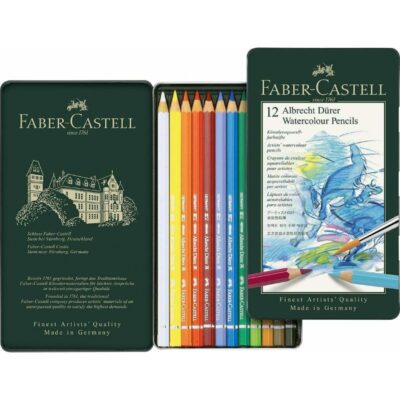 ΞΥΛΟΜΠΟΓΙΕΣ FABER-CASTELL (12 τμχ) ΑΚΟΥΑΡΕΛΑΣ DUERER ΜΕΤΑΛΛΙΚΗ ΚΑΣΕΤΙΝΑ (117512)