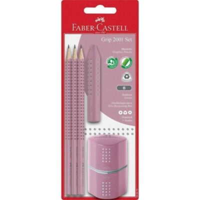 ΣΕΤ FABER-CASTELL GRIP (580073) ΡΟΖΕ SHADOW 3 ΜΟΛΥΒΙΑ ΓΟΜA & ΞΥΣΤΡΑ