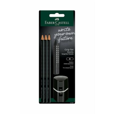 ΣΕΤ FABER-CASTELL GRIP (217093) ΜΑΥΡΟ 3 ΜΟΛΥΒΙΑ ΓΟΜA & ΞΥΣΤΡΑ