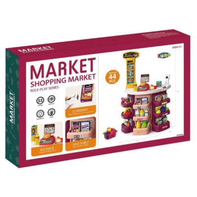 ΣΟΥΠΕΡ ΜΑΡΚΕΤ ΜΕ ΦΩΣ & ΜΟΥΣΙΚΗ (44 τμχ) 76 X 12 X 48.5cm ΚΟΚΚΙΝΟ LUNA (622117)