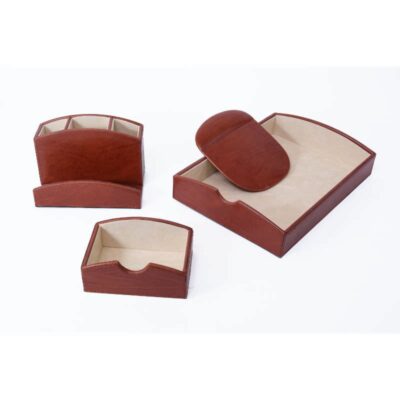 ΣΕΤ ΓΡΑΦΕΙΟΥ ΔΕΡΜΑΤΙΝΗ 4 τμχ ΚΑΦΕ (TDS210)