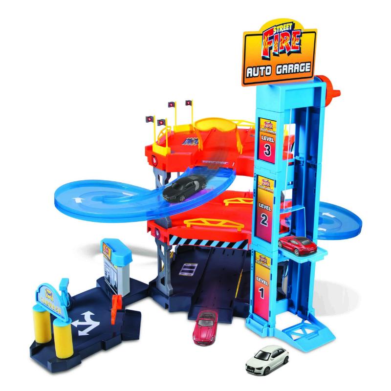 BBURAGO 1:43 STREETFIRE - AUTO GARAGE (WITH 2 CARS)