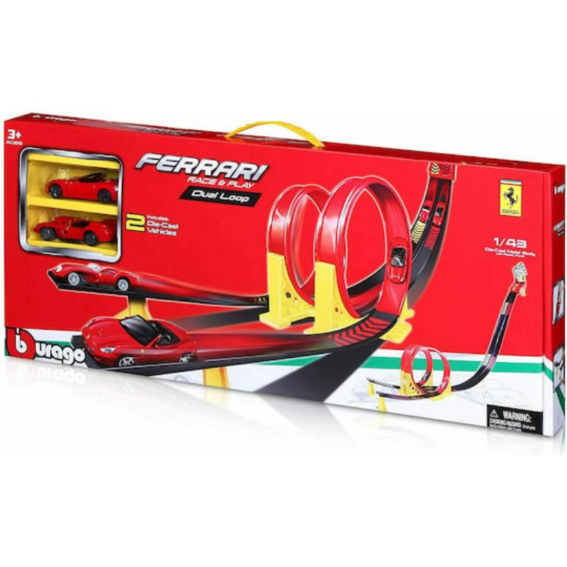BBURAGO 1:43 - FERRARI DUAL LOOP SET (WITH 2 CARS)