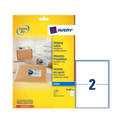 ΕΤΙΚΕΤΕΣ AVERY ΛΕΥΚΕΣ INKJET 199.6X143.5 2 ΦΥΛΛΟ ΠΑΚΕΤΟ 40 ΦΥΛΛΩΝ
