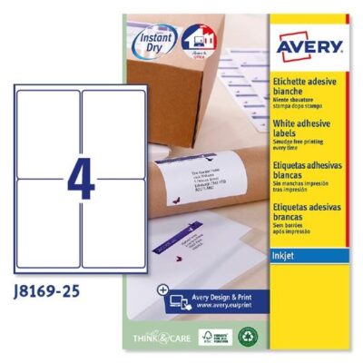 ΕΤΙΚΕΤΕΣ AVERY ΛΕΥΚΕΣ INKJET 139X99.10 4 ΦΥΛΛΟ ΠΑΚΕΤΟ 25 ΦΥΛΛΩΝ