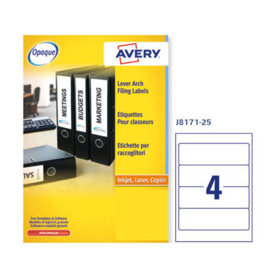 ΕΤΙΚΕΤΕΣ AVERY ΛΕΥΚΕΣ INKJET 200X60 4 ΦΥΛΛΟ ΠΑΚΕΤΟ 25 ΦΥΛΛΩΝ