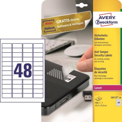 ΕΤΙΚΕΤΕΣ AVERY ΑΣΦΑΛΕΙΑΣ LASER 45.7X25.4 48 ΦΥΛΛΟ ΠΑΚΕΤΟ 20 ΦΥΛΛΩΝ