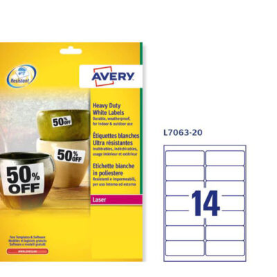 ΕΤΙΚΕΤΕΣ AVERY ΠΟΛΥΕΣΤΕΡΙΚΕΣ LASER 99.1X38.1 14 ΦΥΛΛΟ ΠΑΚΕΤΟ 20 ΦΥΛΛΩΝ