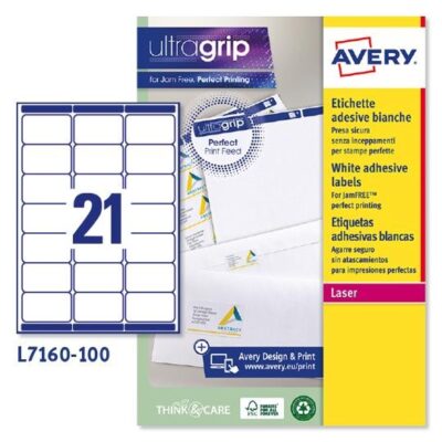 ΕΤΙΚΕΤΕΣ ΛΕΥΚΕΣ AVERY LASER ΔΙΕΥΘΥΝΣΕΩΝ 63.5X38.1 21 ΦΥΛΛΟ ΠΑΚΕΤΟ 100 ΦΥΛΛΩΝ