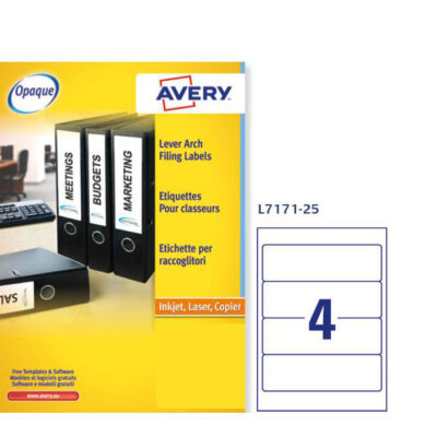 ΕΤΙΚΕΤΕΣ AVERY ΛΕΥΚΕΣ LASER ΓΙΑ ΚΛΑΣΕΡ 200x60 4 ΦΥΛΛΟ ΠΑΚΕΤΟ 25 ΦΥΛΛΩΝ