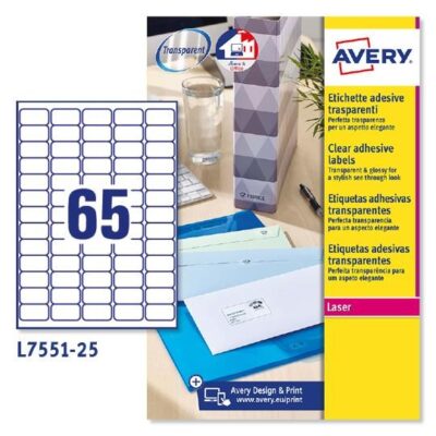 ΕΤΙΚΕΤΕΣ AVERY ZWECKFORM ΔΙΑΦΑΝΕΣ LASER 38.1X21.2 65 ΦΥΛΛΟ ΠΑΚΕΤΟ 25 ΦΥΛΛΩΝ