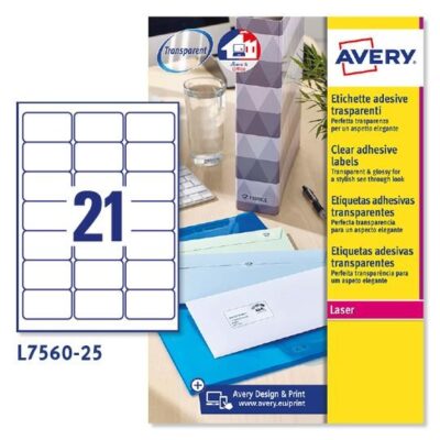 ΕΤΙΚΕΤΕΣ AVERY ZWECKFORM ΔΙΑΦΑΝΕΣ LASER 63.5X38.1 21 ΦΥΛΛΟ ΠΑΚΕΤΟ 25 ΦΥΛΛΩΝ