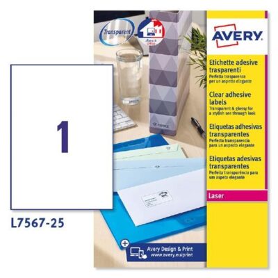 ΕΤΙΚΕΤΕΣ AVERY ZWECKFORM ΔΙΑΦΑΝΕΣ LASER 210X297 1 ΦΥΛΛΟ ΠΑΚΕΤΟ 25 ΦΥΛΛΩΝ