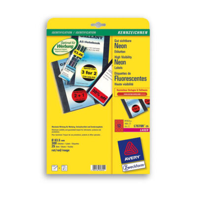 ΕΤΙΚΕΤΕΣ AVERY ΝΕΟΝ ΚΟΚΚΙΝΕΣ LASER ΔΙΑΜ.63,5 ΠΑΚΕΤΟ 25 ΦΥΛΛΩΝ
