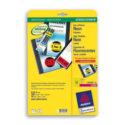ΕΤΙΚΕΤΕΣ AVERY ΝΕΟΝ ΚΙΤΡΙΝΕΣ LASER ΔΙΑΜ.63,5 ΠΑΚΕΤΟ 25 ΦΥΛΛΩΝ