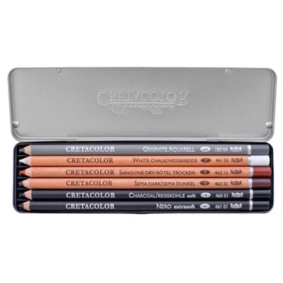 ΒΑΣΙΚΟ ΣΕΤ ΣΧΕΔΙΑΣΗΣ ΤΣΕΠΗΣ ΣΕ ΜΙΚΡΟ ΜΕΤΑΛΛΙΚΟ ΚΟΥΤΙ 6 ΤΕΜΑΧΙΩΝ CRETACOLOR