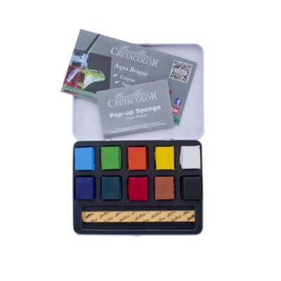 ΚΥΒΟΙ ΑΚΟΥΑΡΕΛΑΣ (AQUA BRIQUE) CRETACOLOR ΣΕΤ 10 ΧΡΩΜΑΤΩΝ ΜΕΤΑΛΛΙΚΟ ΚΟΥΤΙ