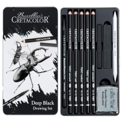 ΣΕΤ ΣΧΕΔΙΑΣΗΣ CRETACOLOR ΒΑΘΥ ΜΑΥΡΟ ΣΕ ΜΙΚΡΟ ΜΕΤΑΛΛΙΚΟ ΚΟΥΤΙ 10 ΤΕΜΑΧΙΩΝ