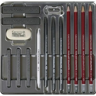 ΣΕΤ ΣΧΕΔΙΑΣΗΣ ΓΡΑΦΙΤΗ CRETACOLOR ΣΕ MEDIUM ΜΕΤΑΛΛΙΚΟ ΚΟΥΤΙ 15 ΤΕΜΑΧΙΩΝ