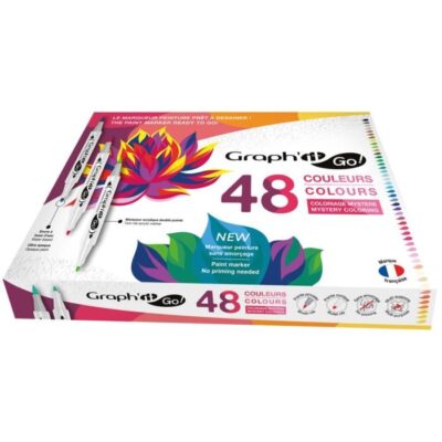 ΜΑΡΚΑΔΟΡΟΙ ΑΚΡΥΛΙΚΟΙ ΔΙΠΛΗ ΜΥΤΗ MYSTERY COLORING ΣΕΤ 48 ΧΡΩΜΑΤΑ GRAPH IT GO OZ