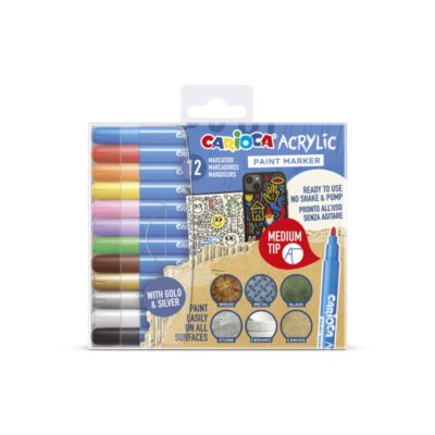 ΜΑΡΚΑΔΟΡΟΙ ΑΚΡΥΛΙΚΟΙ CARIOCA ΣΕΤ 12χρωμ. (medium tip 0,9-2,8mm)