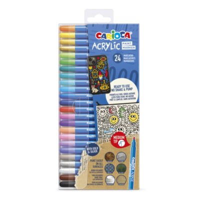 ΜΑΡΚΑΔΟΡΟΙ ΑΚΡΥΛΙΚΟΙ CARIOCA ΣΕΤ 24χρωμ. (medium tip 0,9-2,8mm)